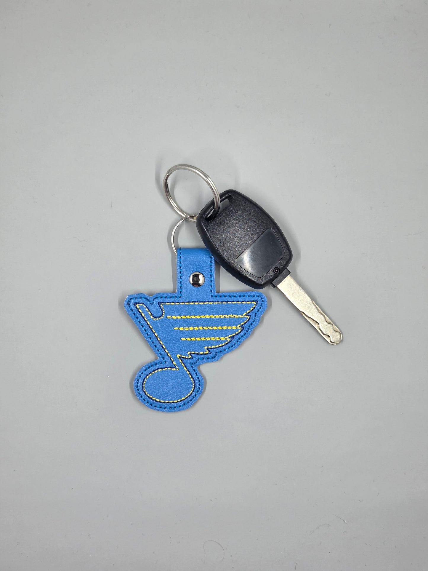 St. Louis Blues Note Embroidered Keychain | Blue and Gold Vinyl Keychain