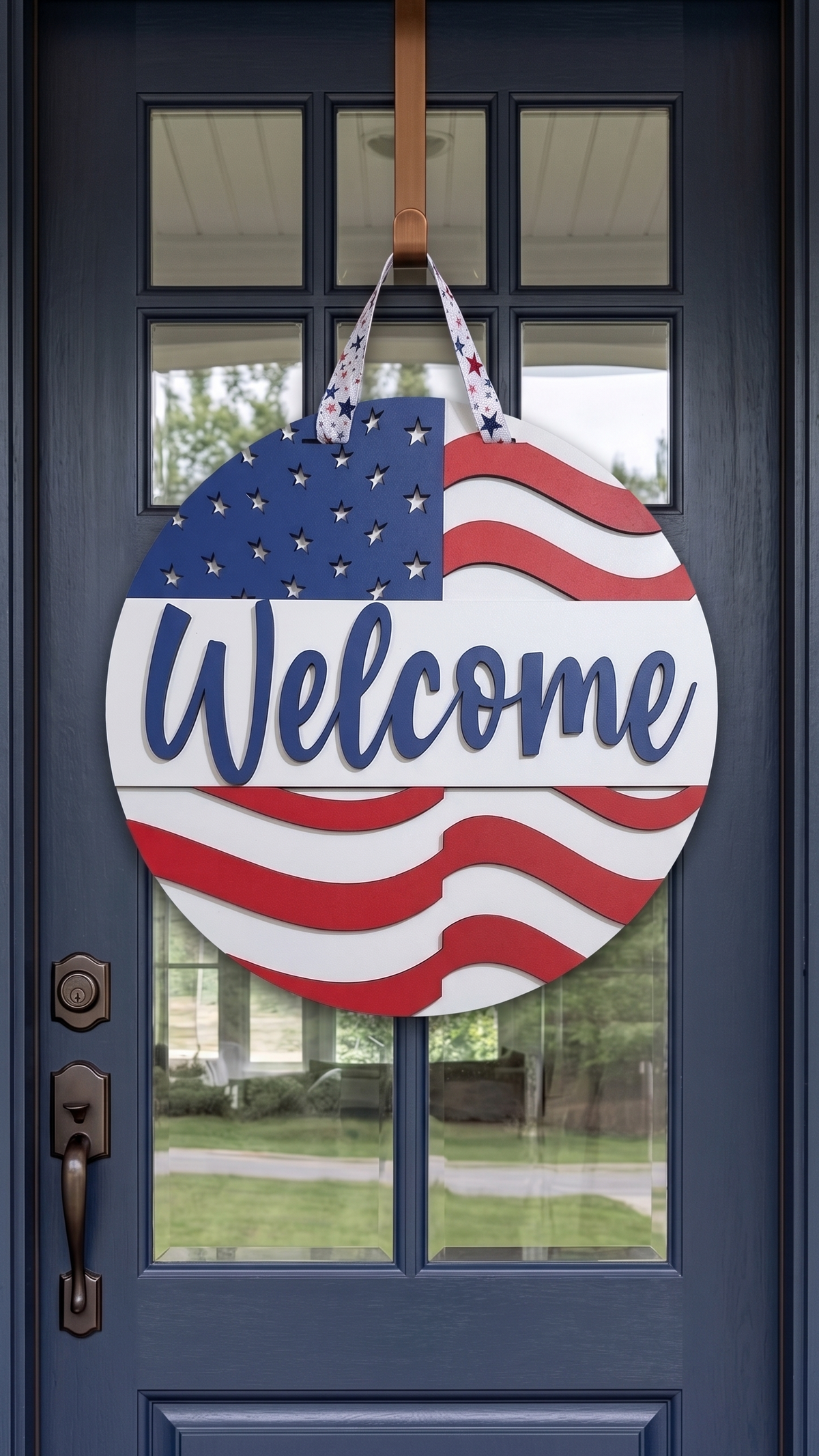 Star-Spangled Welcome – Layered Wooden Door Hanger