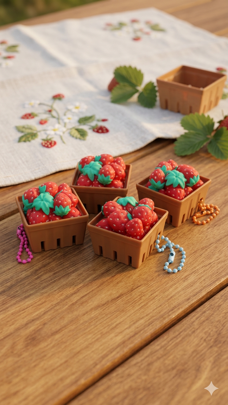 Strawberry Basket – Pressable Fidget Keychain