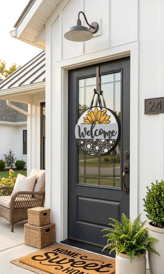 Sunflower Welcome – 3D Layered Door Hanger