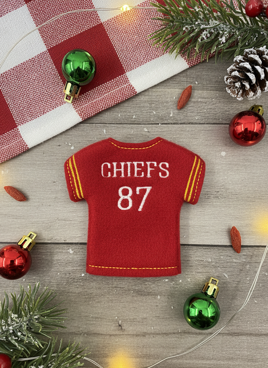 Chiefs Elf Sweater – Handmade Red & Gold Football Jersey Outfit