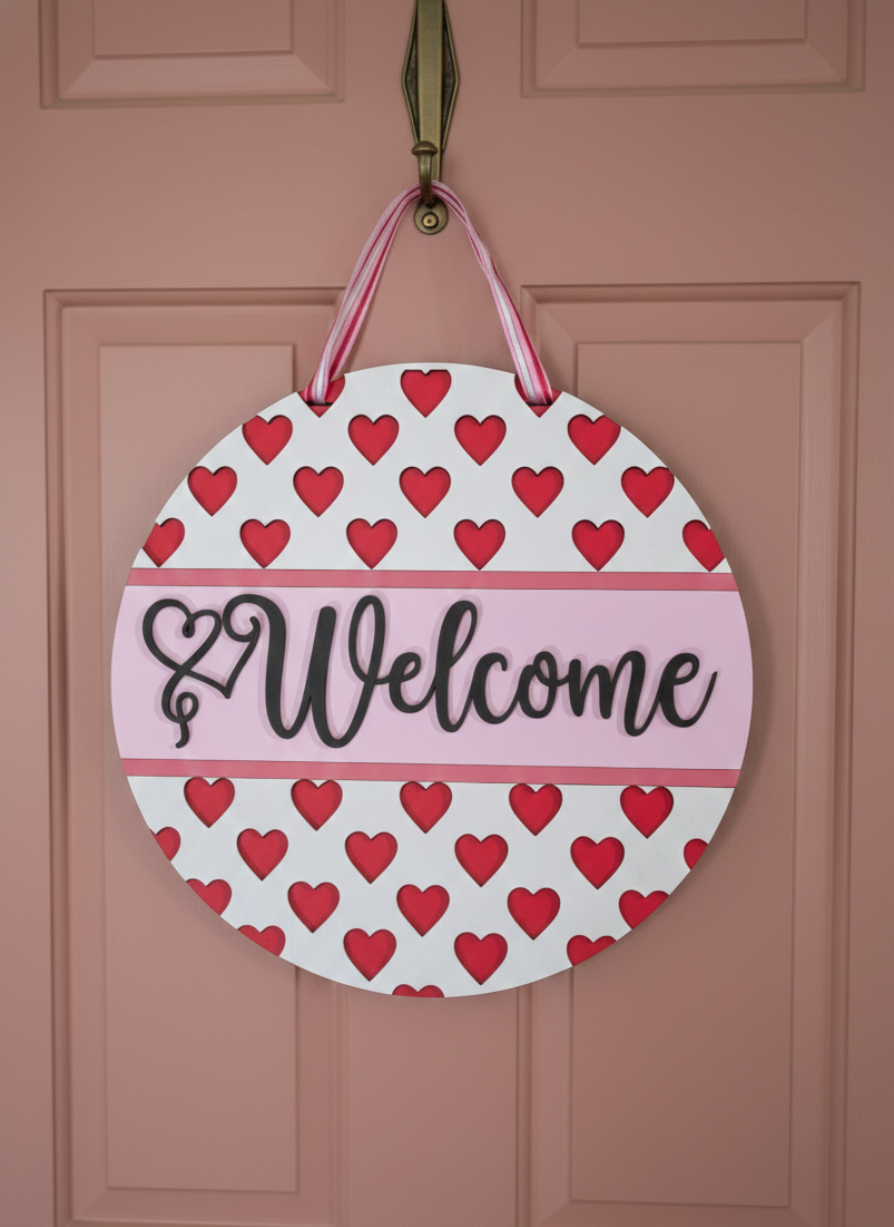 Welcome Hearts – 3D Layered Door Hanger