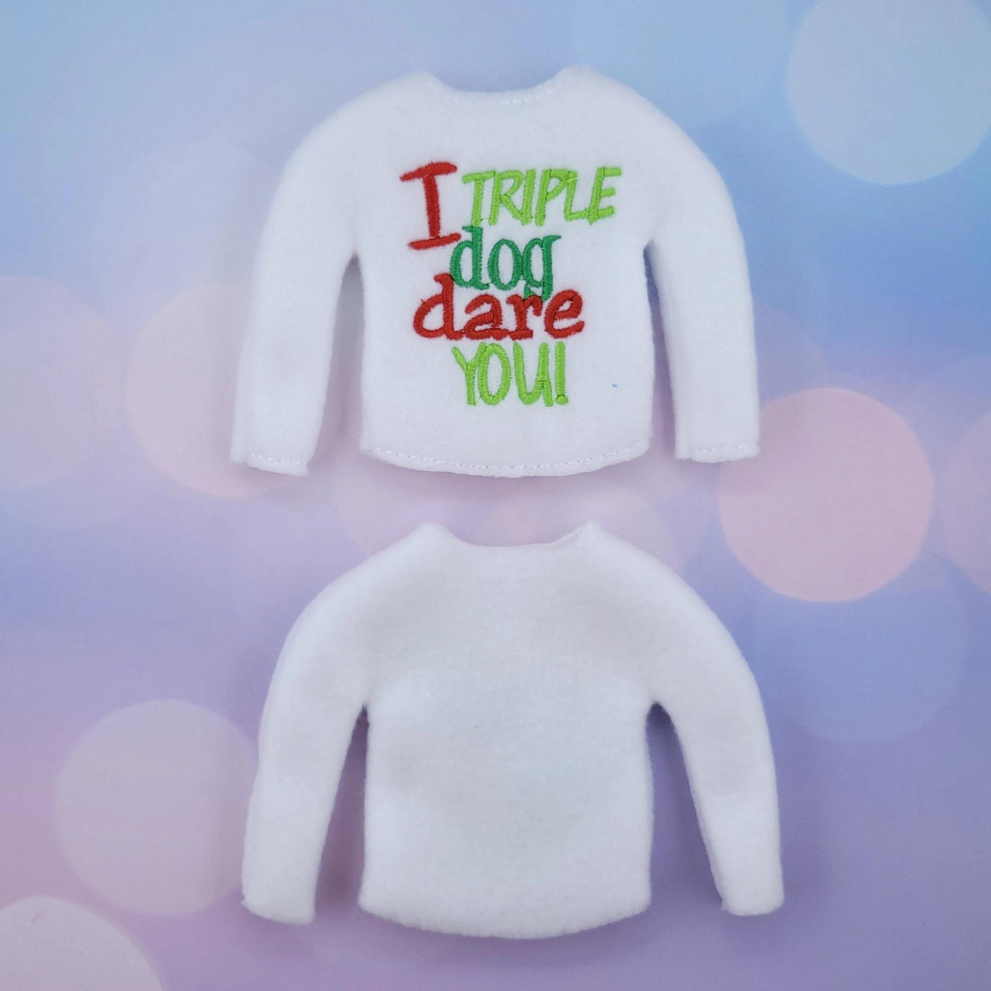 I Triple Dog Dare You! X-Mas Story Elf Sweater – Embroidered Holiday Elf Outfit