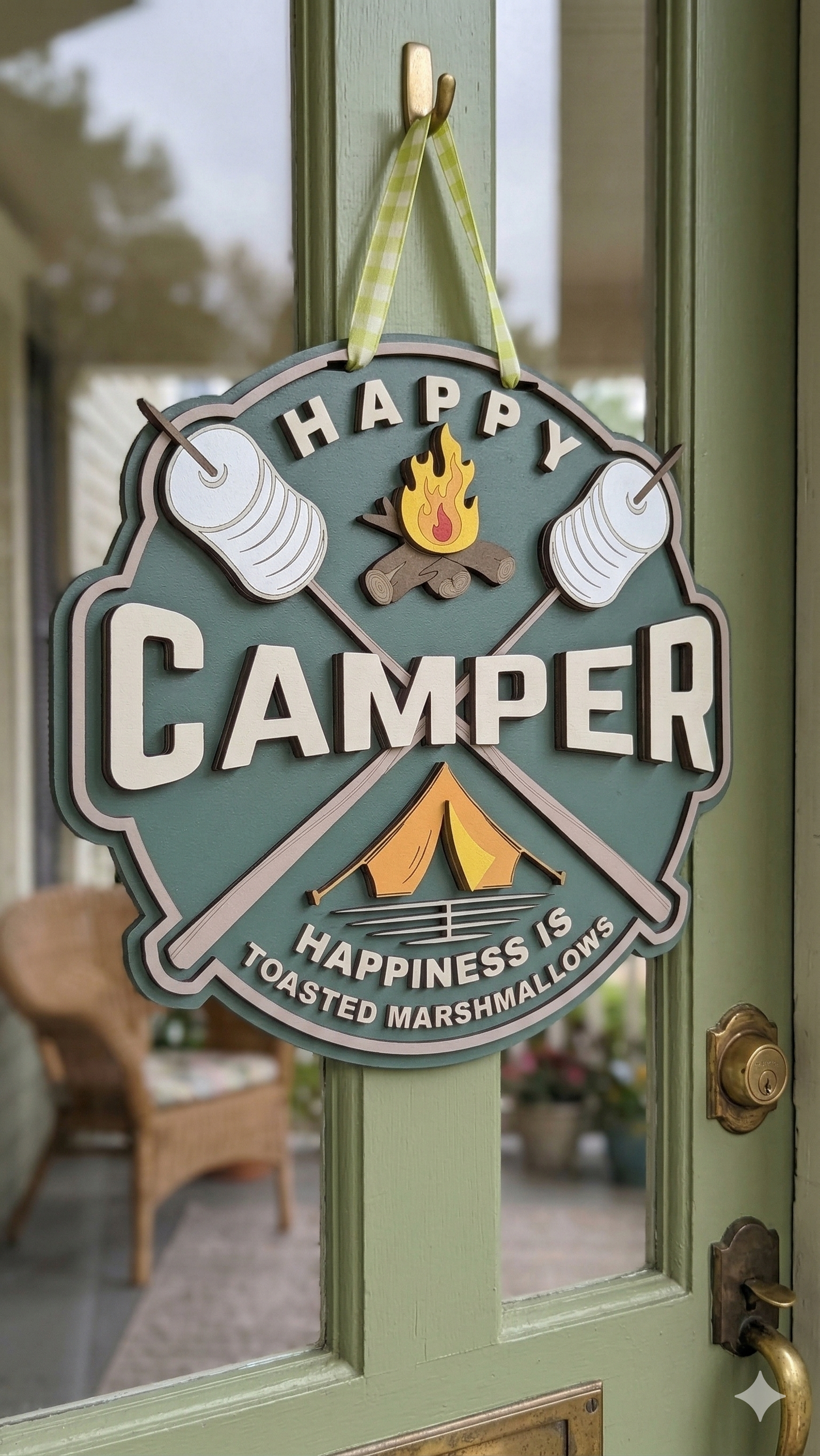 Happy Camper – Layered Wooden Door Hanger