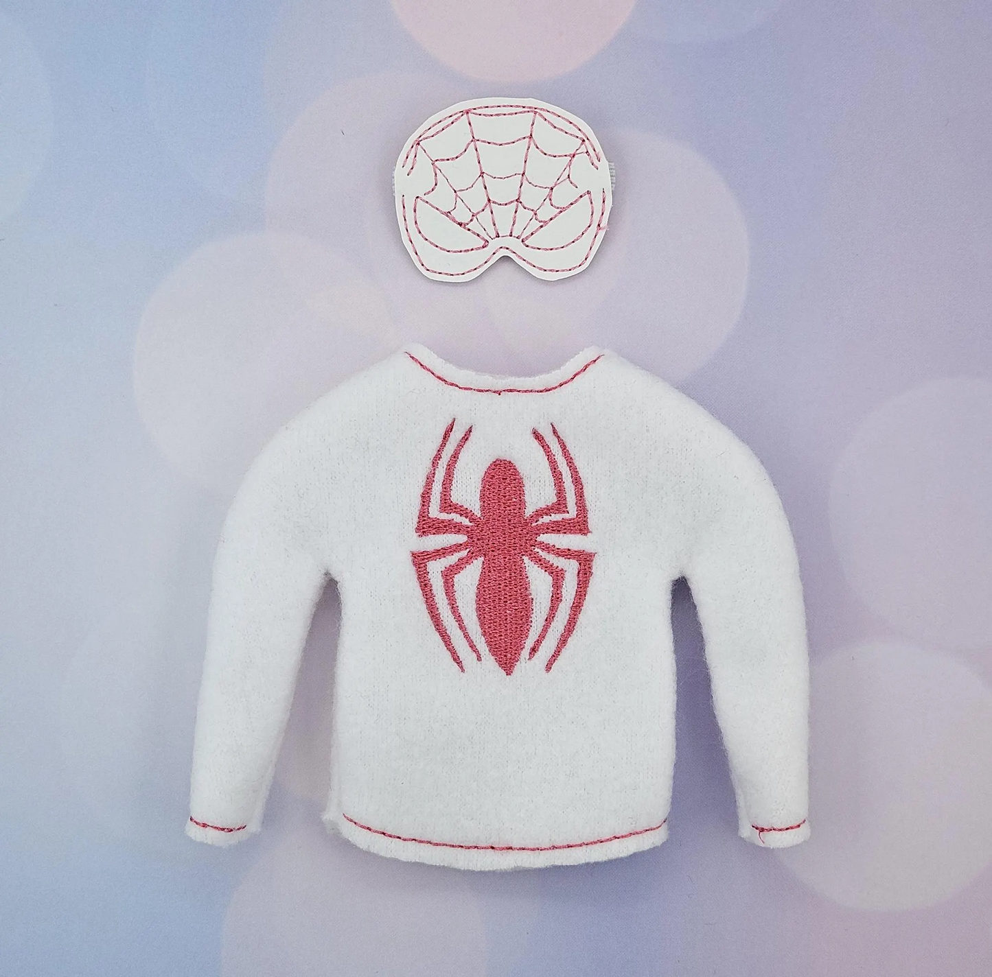 Ghost Spidey Girl Elf Costume β Embroidered Fleece Outfit with Vinyl Mask