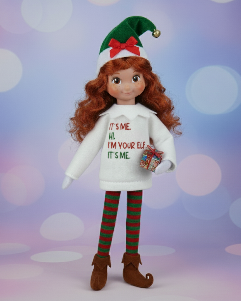 Hi. I’m Your Elf, It’s Me Elf Sweater and Accessorizing Headband – Embroidered Holiday Elf Outfit