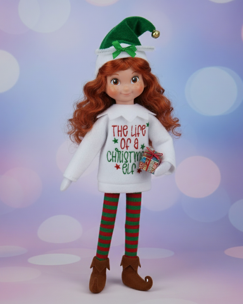 The Life of a Christmas Elf – Embroidered Elf Sweater & Accessorizing Headband