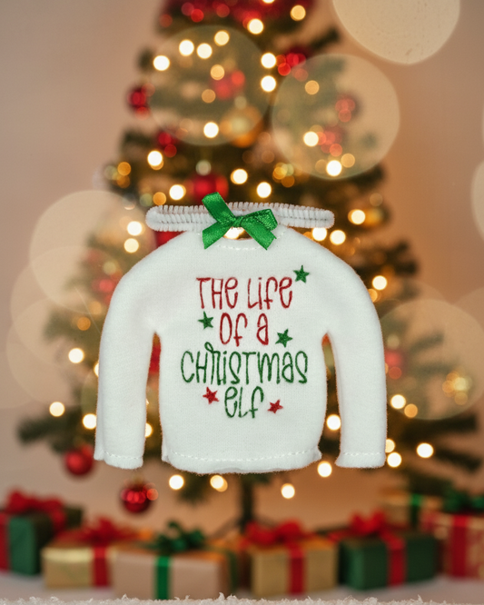 The Life of a Christmas Elf – Embroidered Elf Sweater & Accessorizing Headband