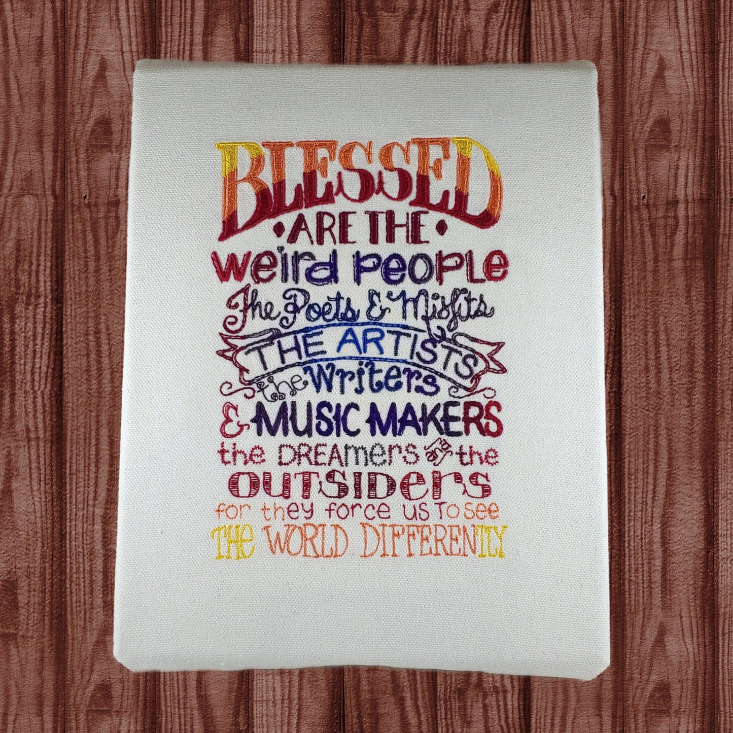 Blessed Are the Weird People – Embroidered Canvas Wall Art