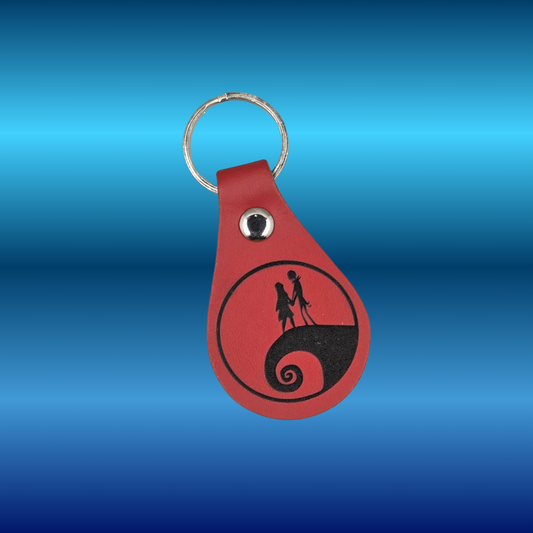 Faux Leather Keychain – Spooky Hill Silhouette