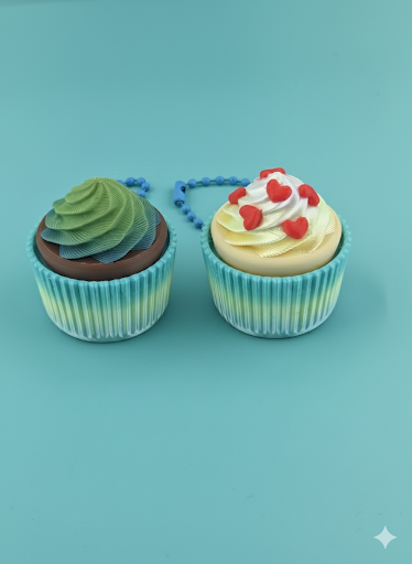 Cupcake Clicker Keychain – 3D Printed Fidget Dessert Charm