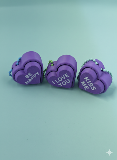 Conversation Heart Clicker Keychain – 3D Printed Candy Fidget