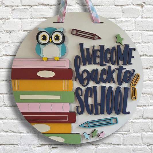 Welcome Back to School Door Hanger – Teacher Classroom Front Door Sign