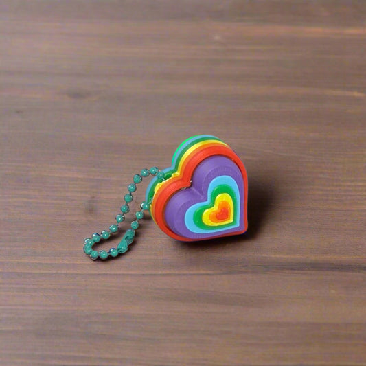 Rainbow Heart Clicker Keychain – Colorful Fidget Toy