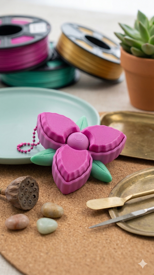 3-Petal Flower – Triple-Button Fidget Keychain