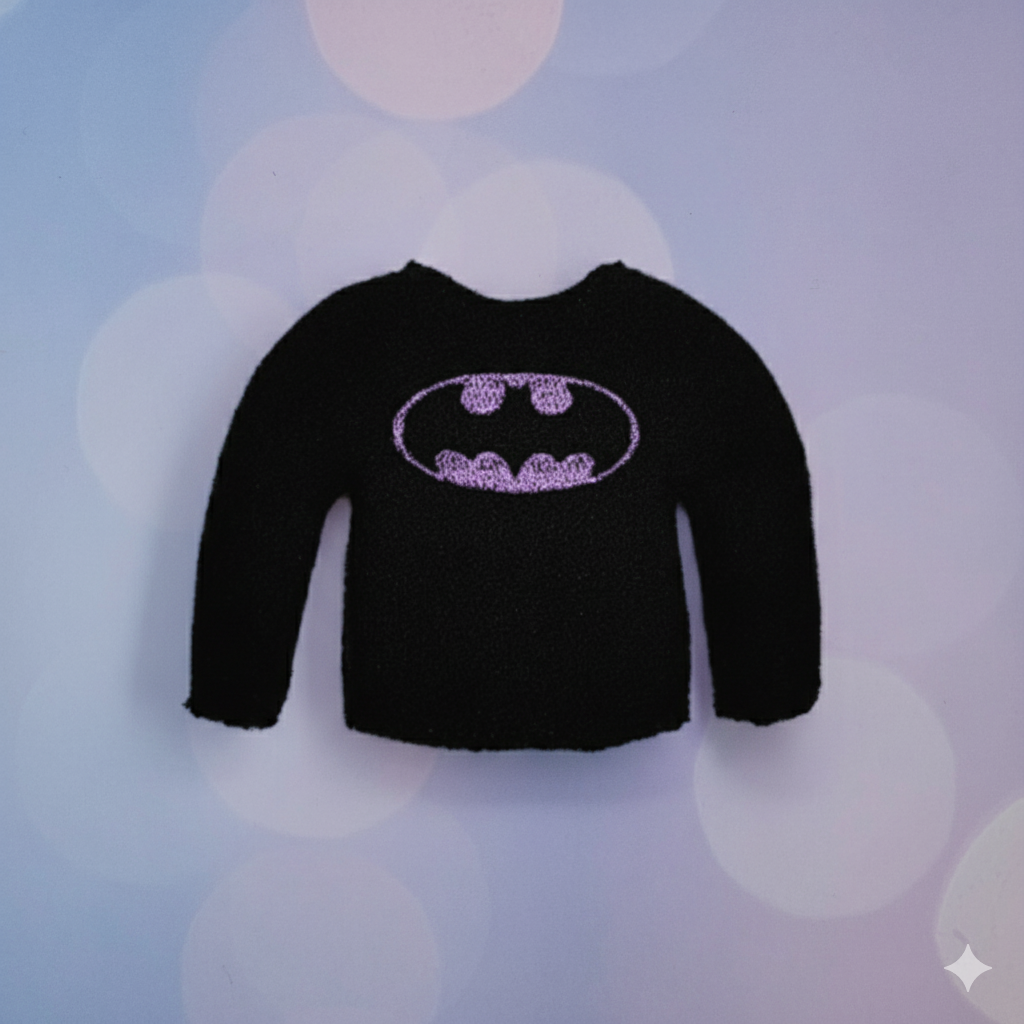 Bat Girl Vigilante Elf Sweater – Embroidered Fleece Outfit for Mini Elves