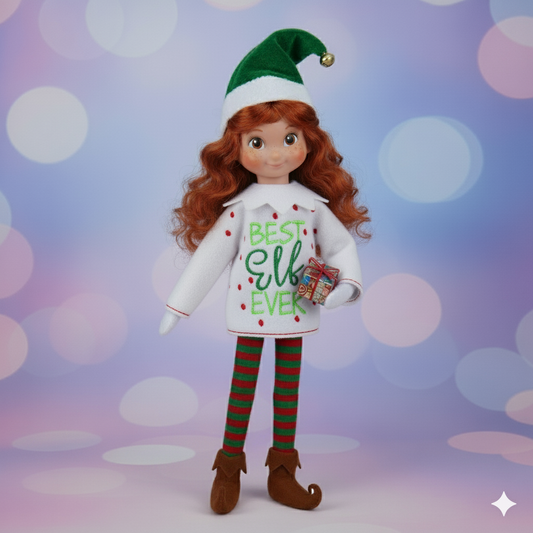Best Elf Ever Sweater – Embroidered Fleece Christmas Outfit for Mini Elves