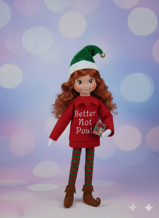 Better Not Pout Elf Sweater – Custom Embroidered Fleece Outfit for Mini Elves