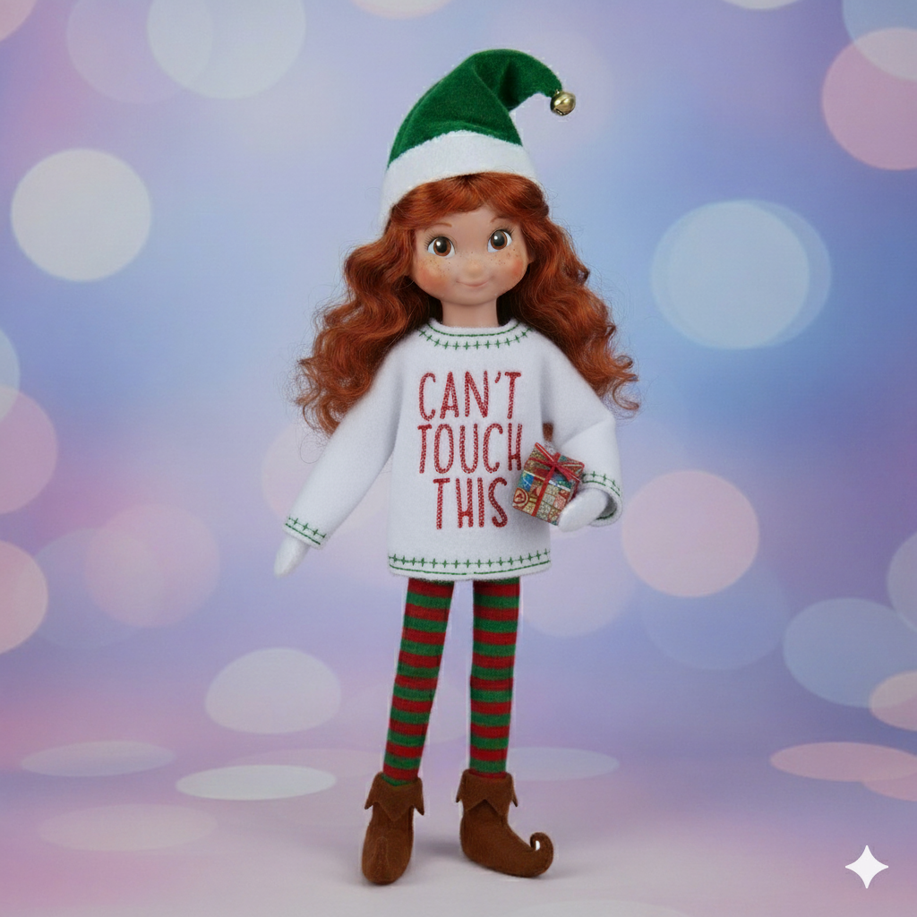 Can’t Touch This Ugly Elf Sweater – Custom Color Embroidered Fleece Christmas Outfit for Mini Elves