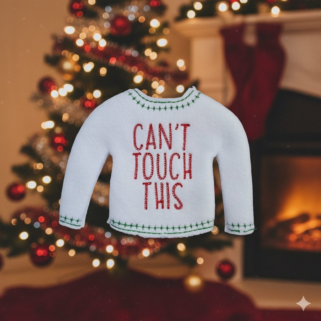 Can’t Touch This Ugly Elf Sweater – Custom Color Embroidered Fleece Christmas Outfit for Mini Elves