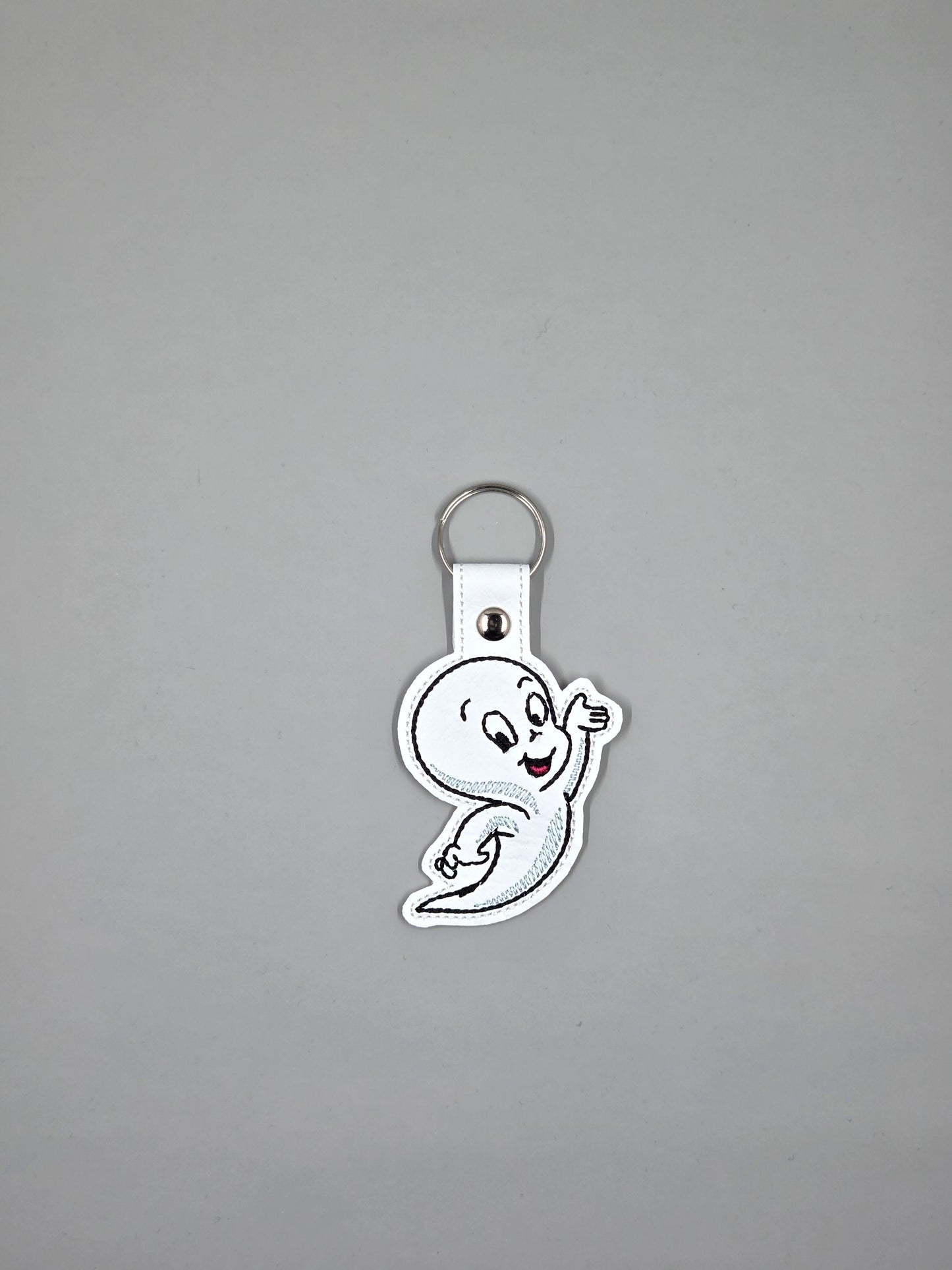Kind Ghost Boy Embroidered Keychain | Friendly Ghost Vinyl Keychain