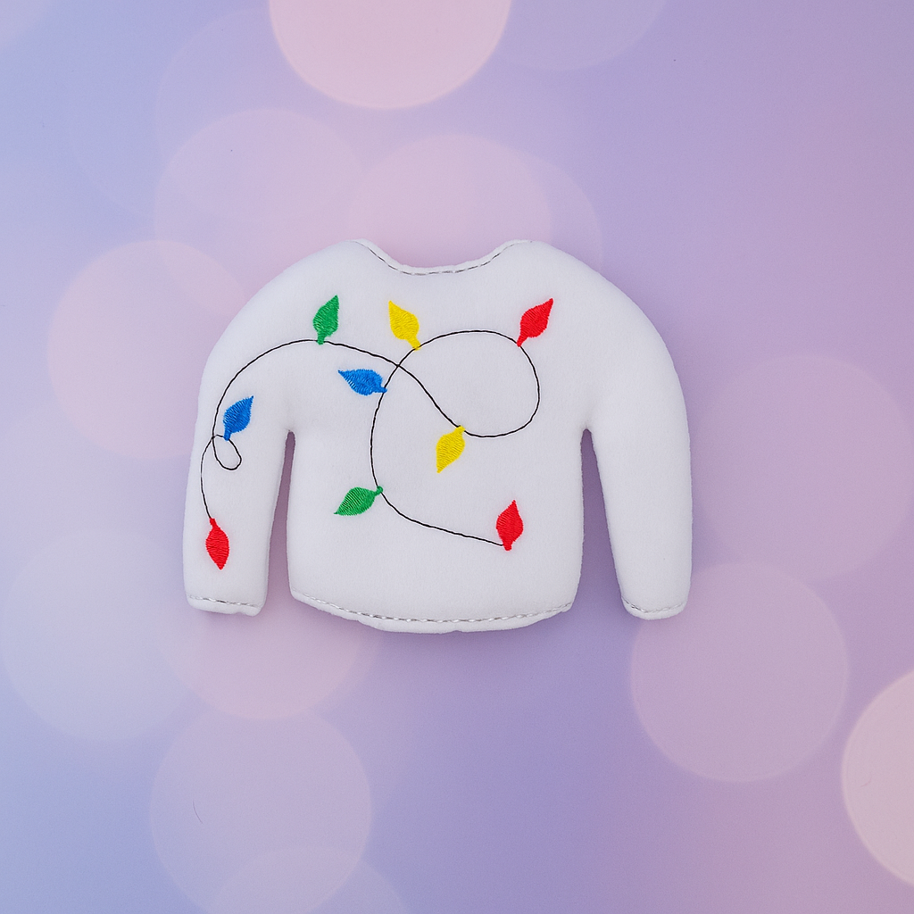 Christmas Lights Ugly Elf Sweater – Embroidered Fleece Holiday Outfit