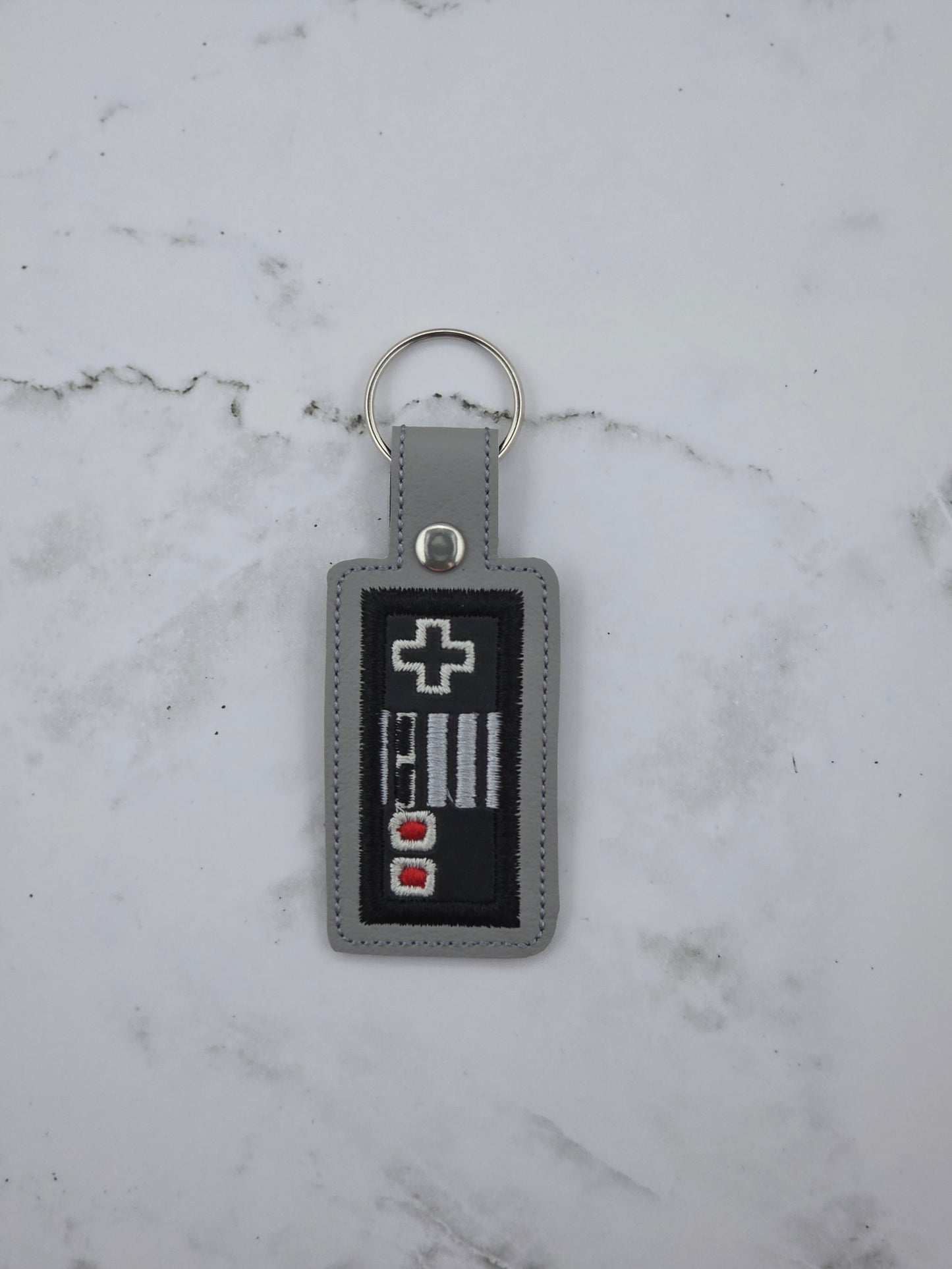 Classic Gaming Controller Embroidered Keychain | Retro Gamer Vinyl Keychain