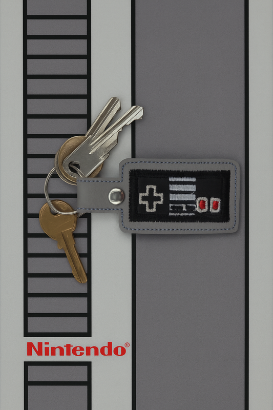 Classic Gaming Controller Embroidered Keychain | Retro Gamer Vinyl Keychain