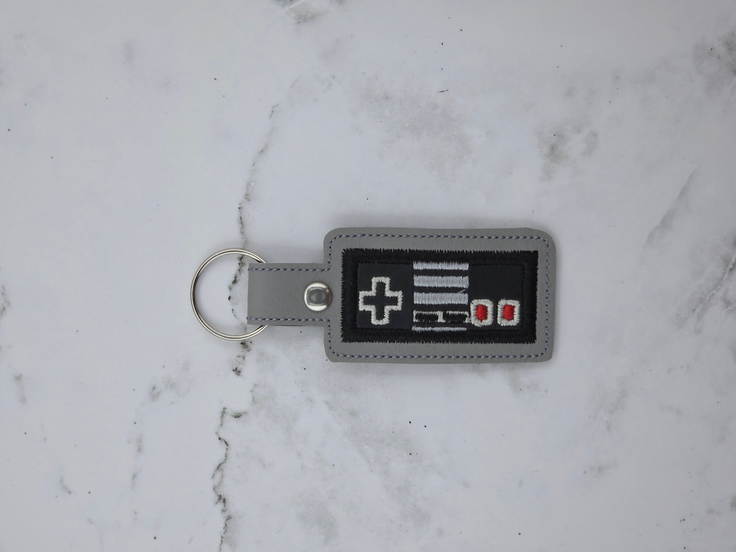 Classic Gaming Controller Embroidered Keychain | Retro Gamer Vinyl Keychain