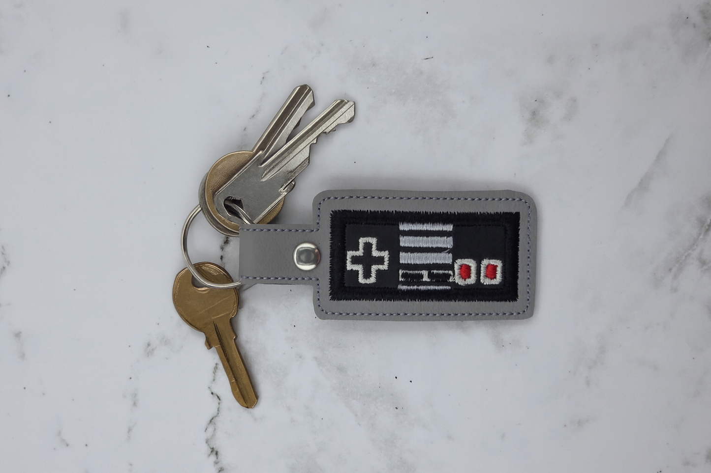 Classic Gaming Controller Embroidered Keychain | Retro Gamer Vinyl Keychain