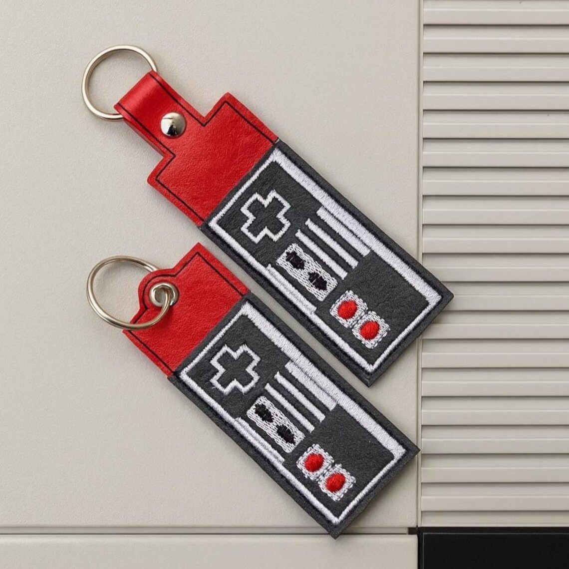Classic Controller Embroidered Chapstick Holder | Vinyl Lip Balm Holder Keychain
