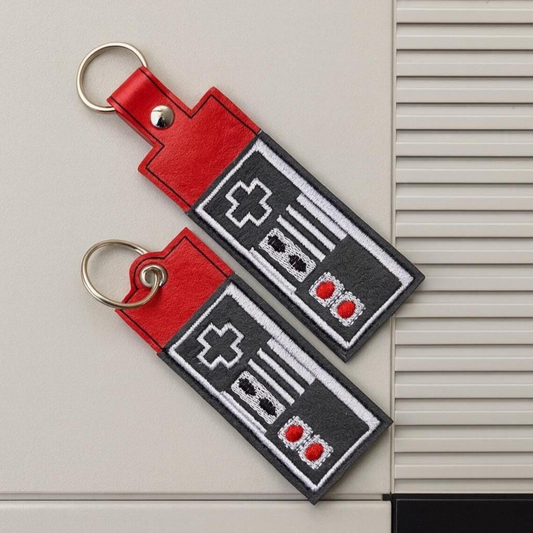 Classic Controller Embroidered Chapstick Holder | Vinyl Lip Balm Holder Keychain