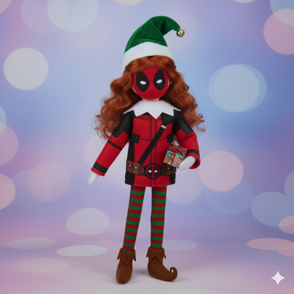 Masked Mayhem Elf Costume – Embroidered Anti-Hero Outfit with Mask