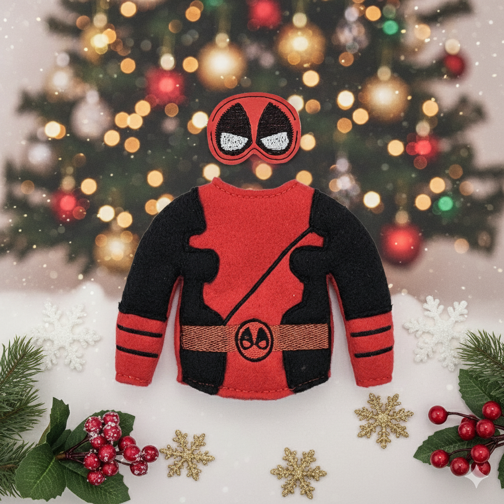 Masked Mayhem Elf Costume – Embroidered Anti-Hero Outfit with Mask