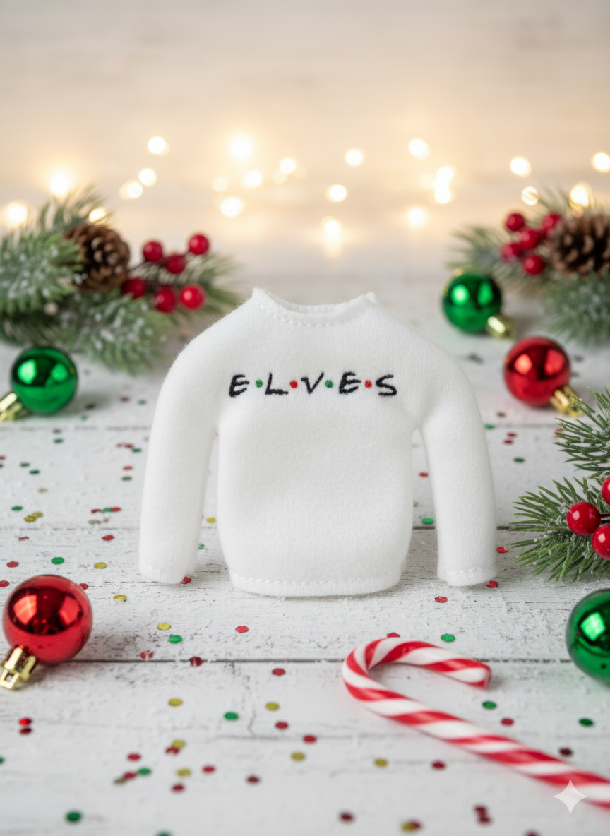 E.L.V.E.S Friends Elf Sweater – Handmade Holiday TV-Inspired Outfit