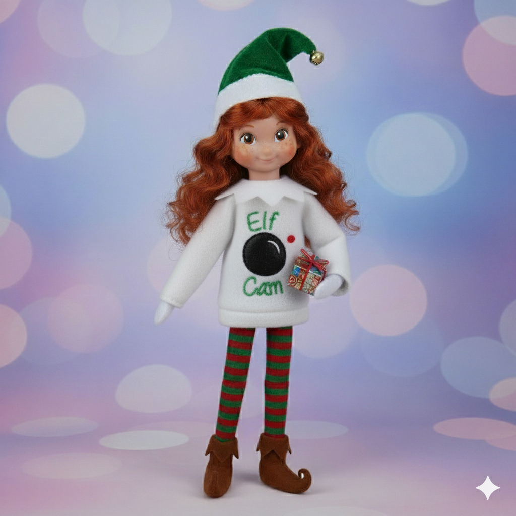 Elf Cam Elf Sweater – Embroidered Fleece Holiday Outfit