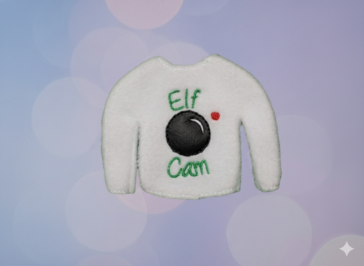 Elf Cam Elf Sweater – Embroidered Fleece Holiday Outfit