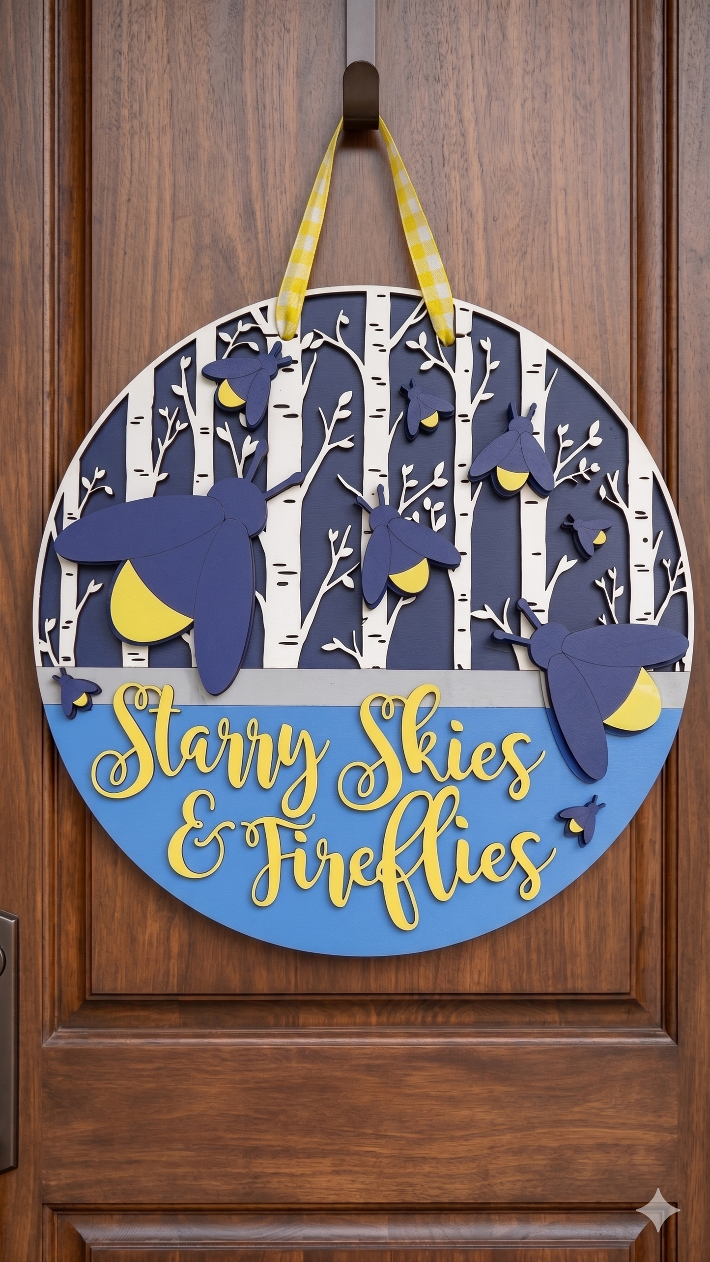 Starry Skies & Fireflies – Layered Wooden Door Hanger