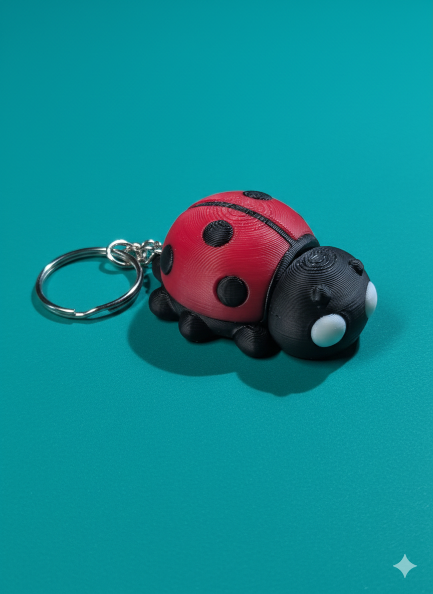 Flexible Ladybug Keychain - 3D Printed Articulated Toy | Wee Bit Nerdy