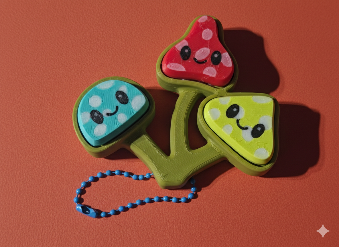 Mushroom Triple Fidget Clicker - 3D Printed Sensory Toy | Wee Bit Nerdy