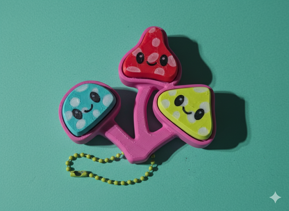 Mushroom Triple Fidget Clicker - 3D Printed Sensory Toy | Wee Bit Nerdy