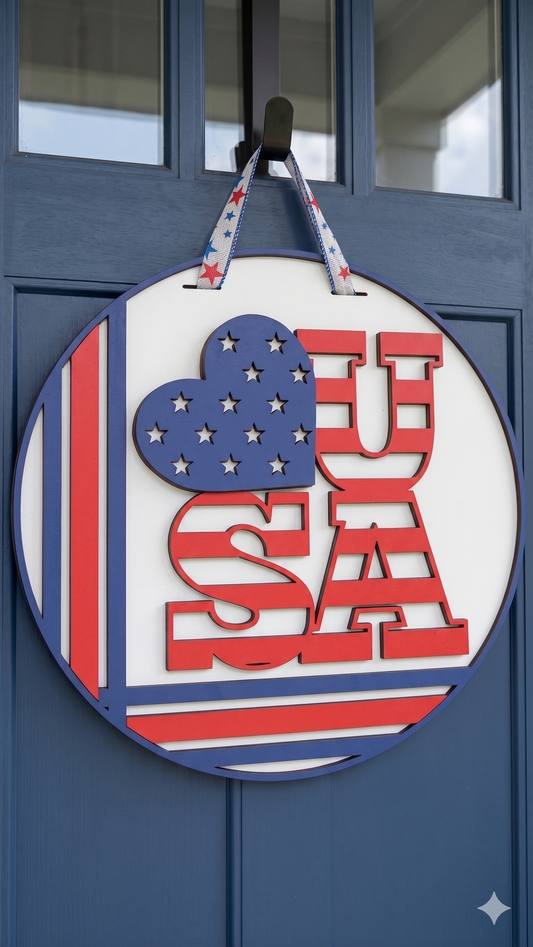Heart USA – Layered Wooden Door Hanger