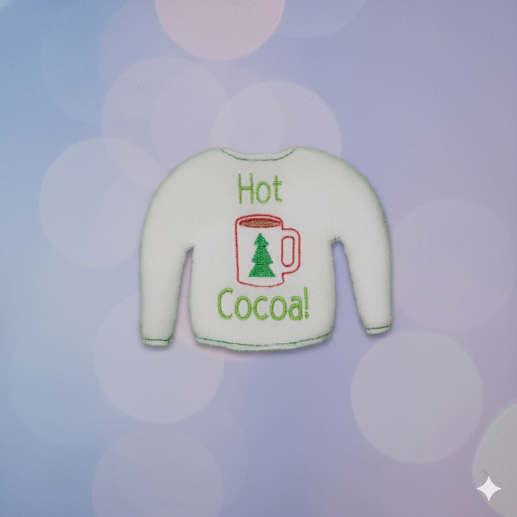 Hot Cocoa Elf Sweater – Embroidered Holiday Elf Outfit