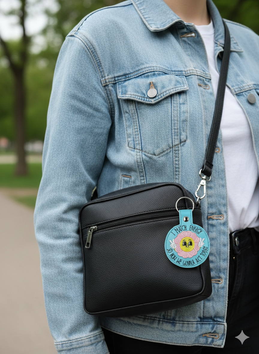 “I Match Energy” Embroidered Keychain | Sassy Sunshine Vinyl Keychain