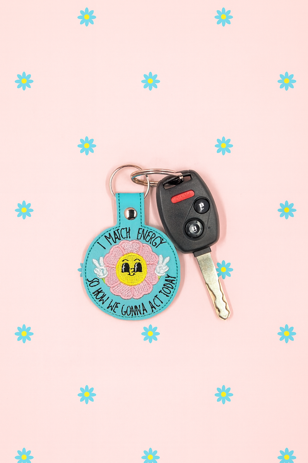 “I Match Energy” Embroidered Keychain | Sassy Sunshine Vinyl Keychain