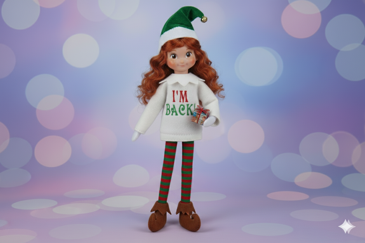 I’m Back! Elf Sweater – Embroidered Holiday Return Outfit