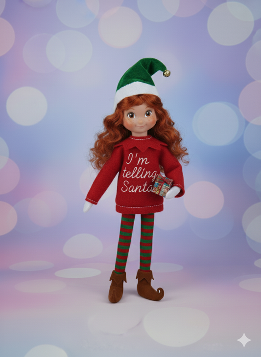 I’m Telling Santa Elf Sweater – Embroidered Holiday Outfit (Color Options Available)
