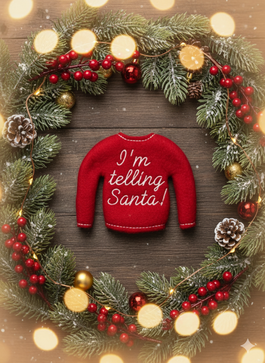 I’m Telling Santa Elf Sweater – Embroidered Holiday Outfit (Color Options Available)