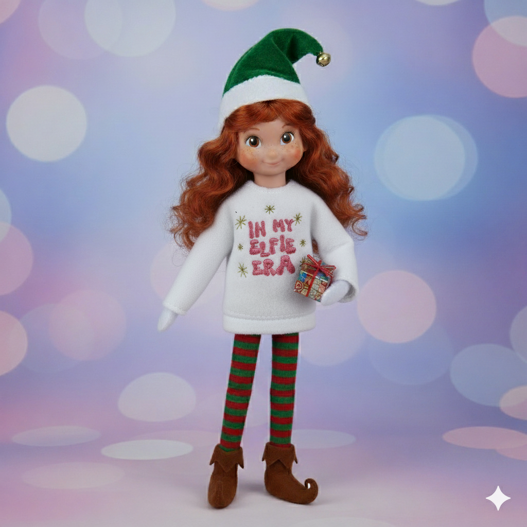In My Elfie Era Elf Sweater – Embroidered Holiday Outfit