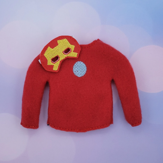 Red Iron Hero Elf Costume – Super Elf Suit with Mask